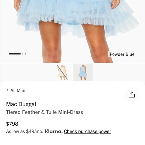 Mac Duggal Baby Blue Tiered Tulle Mini Dress - Picture 5 of 5